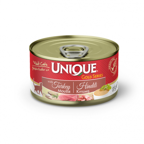 Unique Gold Series Konserve Yaş Kedi Maması 85 gr Hindili