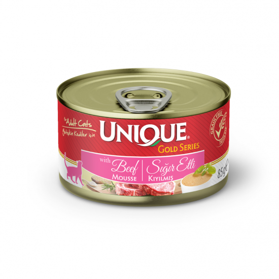 Unique Gold Series Konserve Yaş Kedi Maması 85 gr Sığır Etli