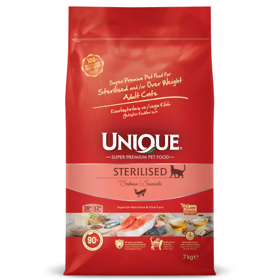 Unique Kısırlaştırılmış Kedi Maması Somonlu 7 kg